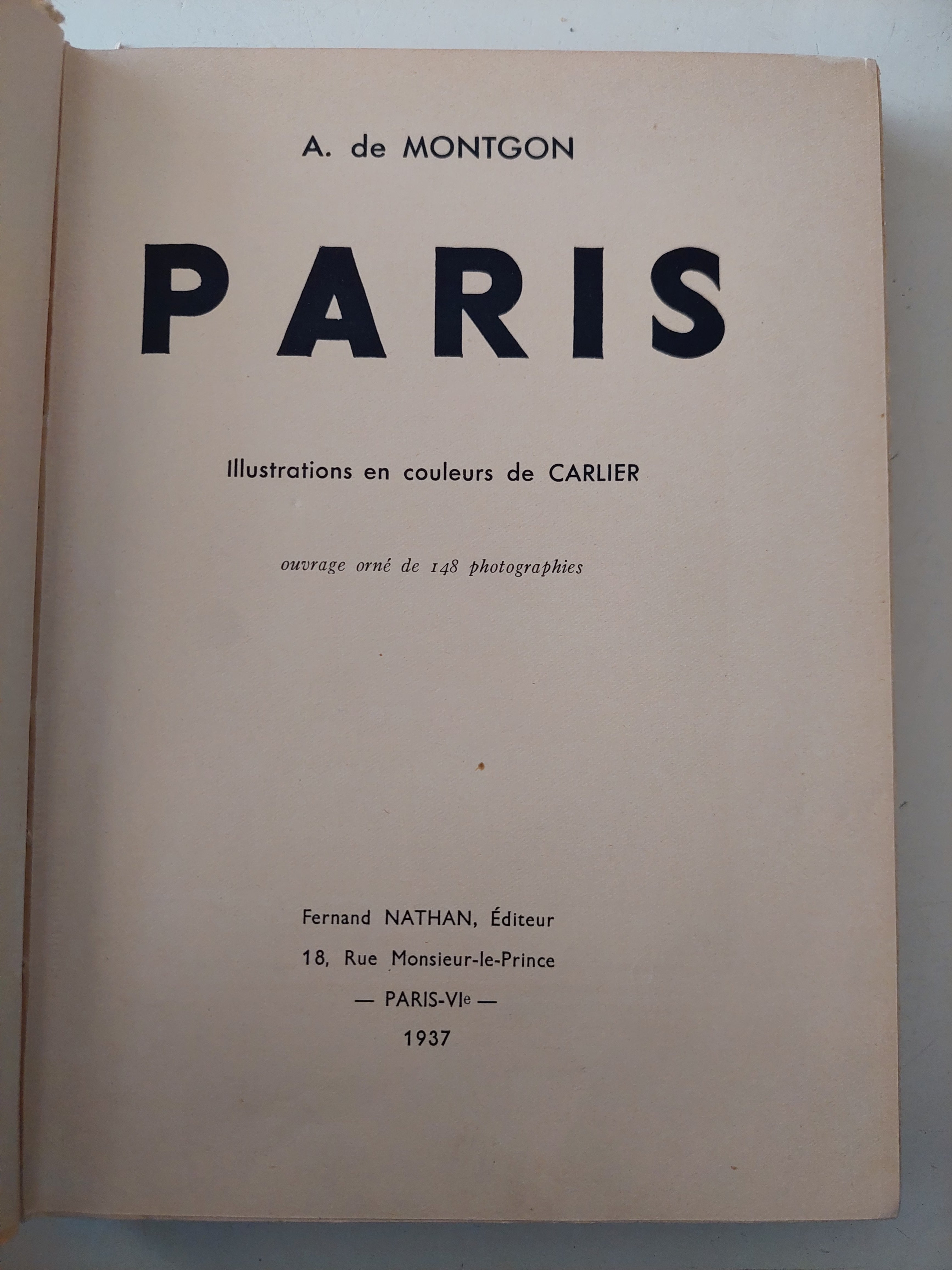 Paris / Fernando Nathan - هارد كفر ملحق بالصور / ١٩٣٧ - متجر كتب مصرمتجر كتب مصر