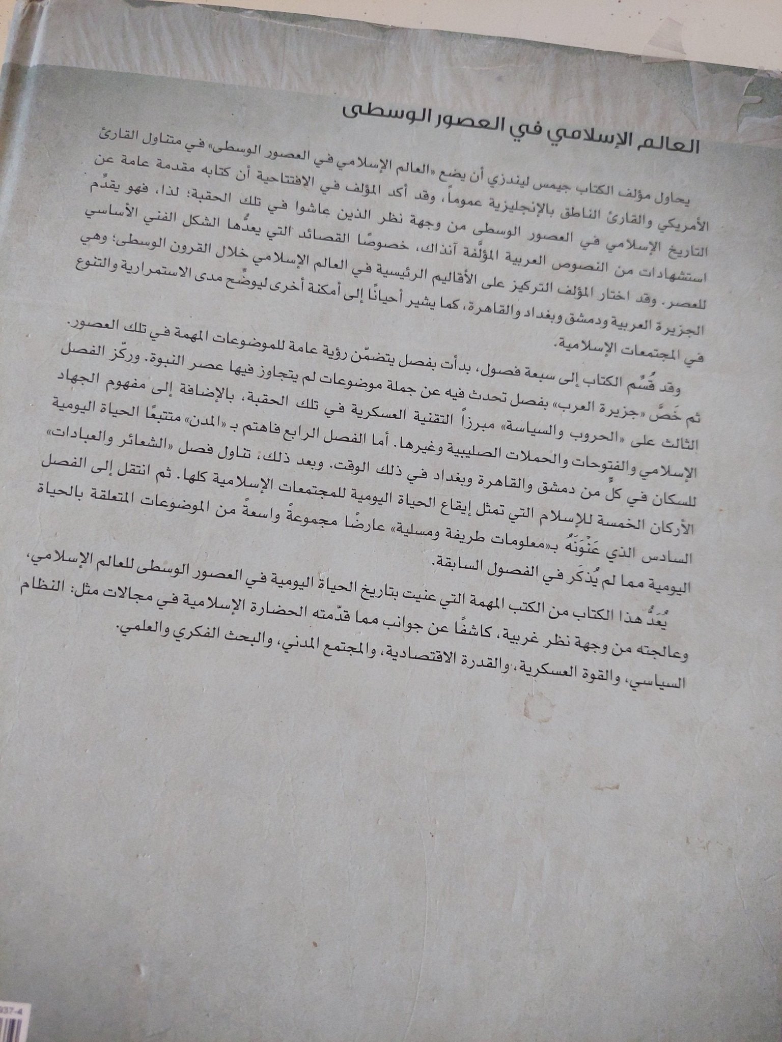 العالم الإسلامى فى العصور الوسطى / جيمس ليندزى - قطع كبير - متجر كتب مصر - المكتبة الفلسفية