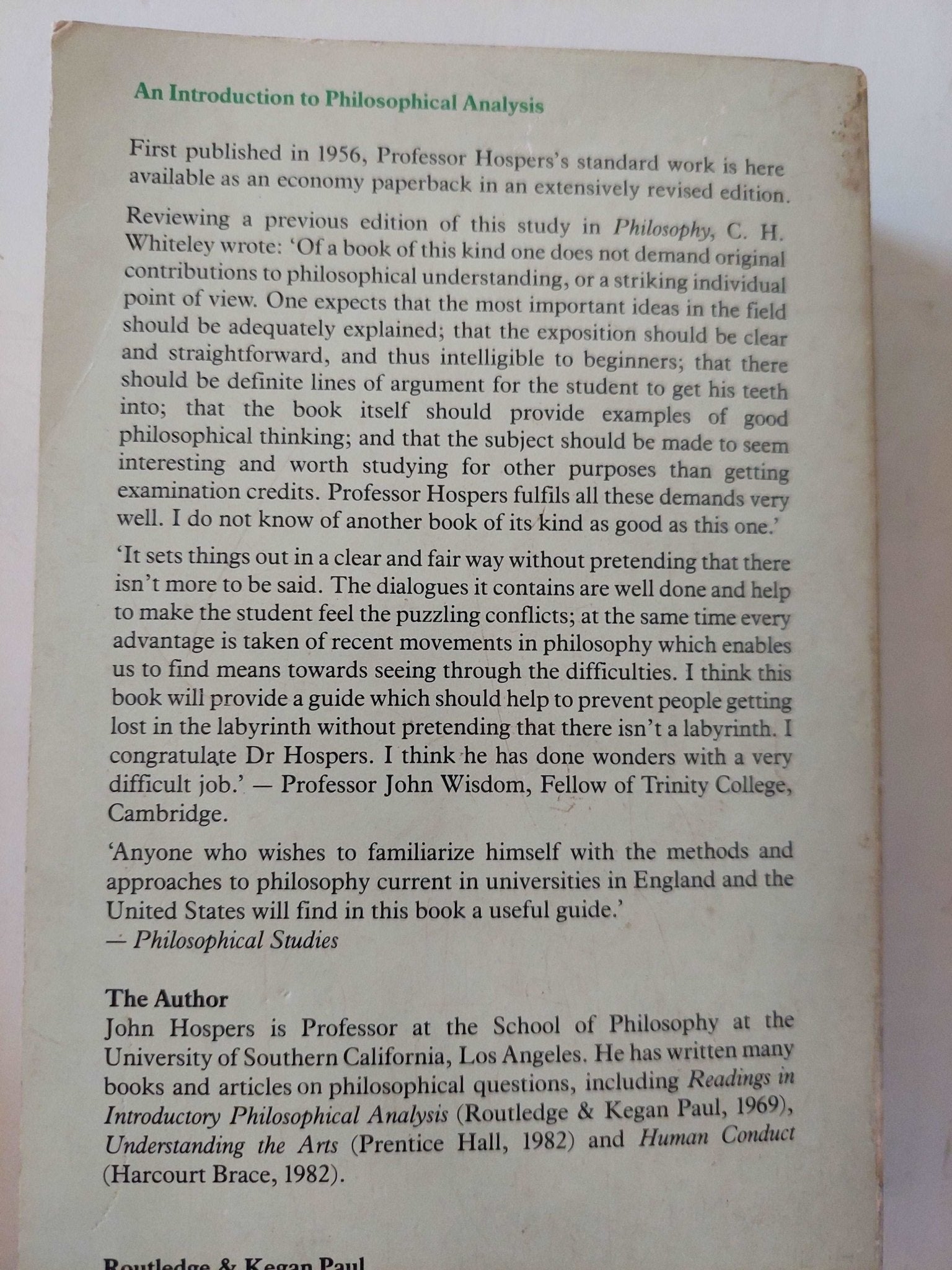 An introduction to philosophical analysis / John Hospers - متجر كتب مصر - متجر كتب مصر