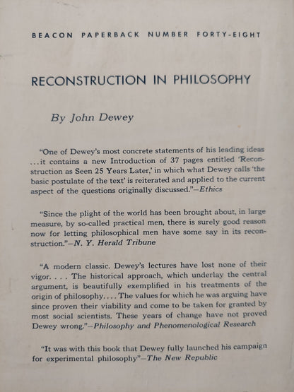 Reconstruction in philosophy - John Dewey