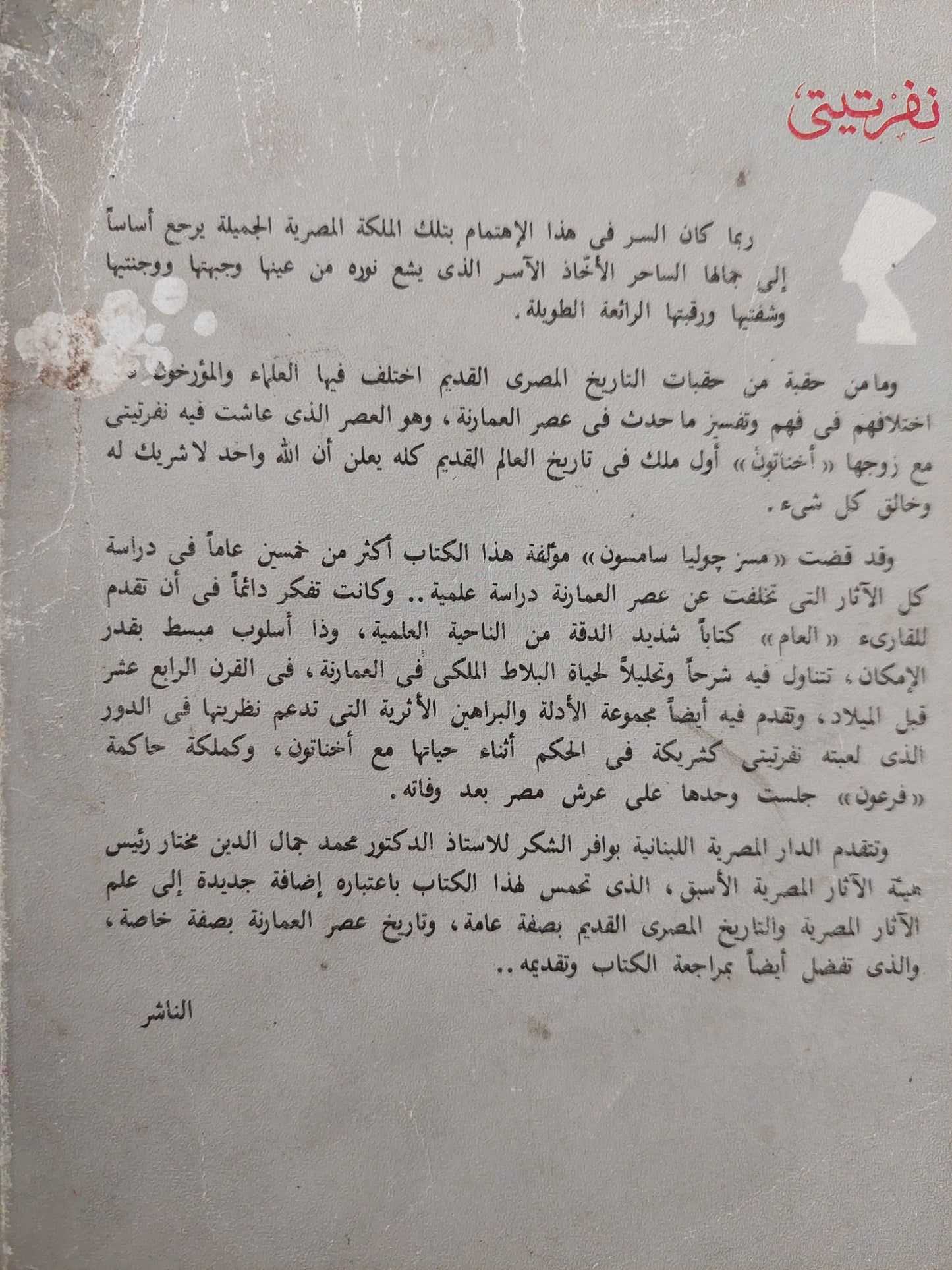 نفرتيتى .. الجميلة التى حكمت مصر فى ظل ديانة التوحيد / جول سامون -ملحق بالصور