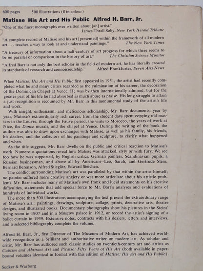Matisse his art and his public / Alfred H Barr مجلد ضخم ملحق بالصور