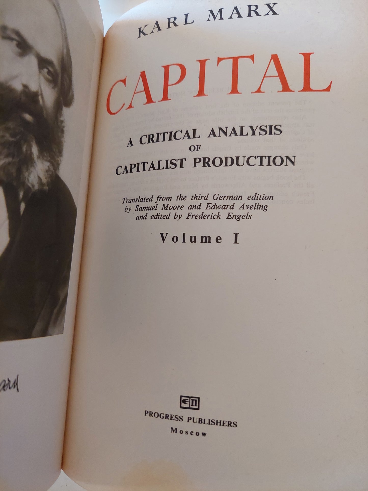 Capital – Karl Marx (3 Volume set) - ٣ أجزاء / هارد كفر - دار التقدم / موسكو ١٩٧١