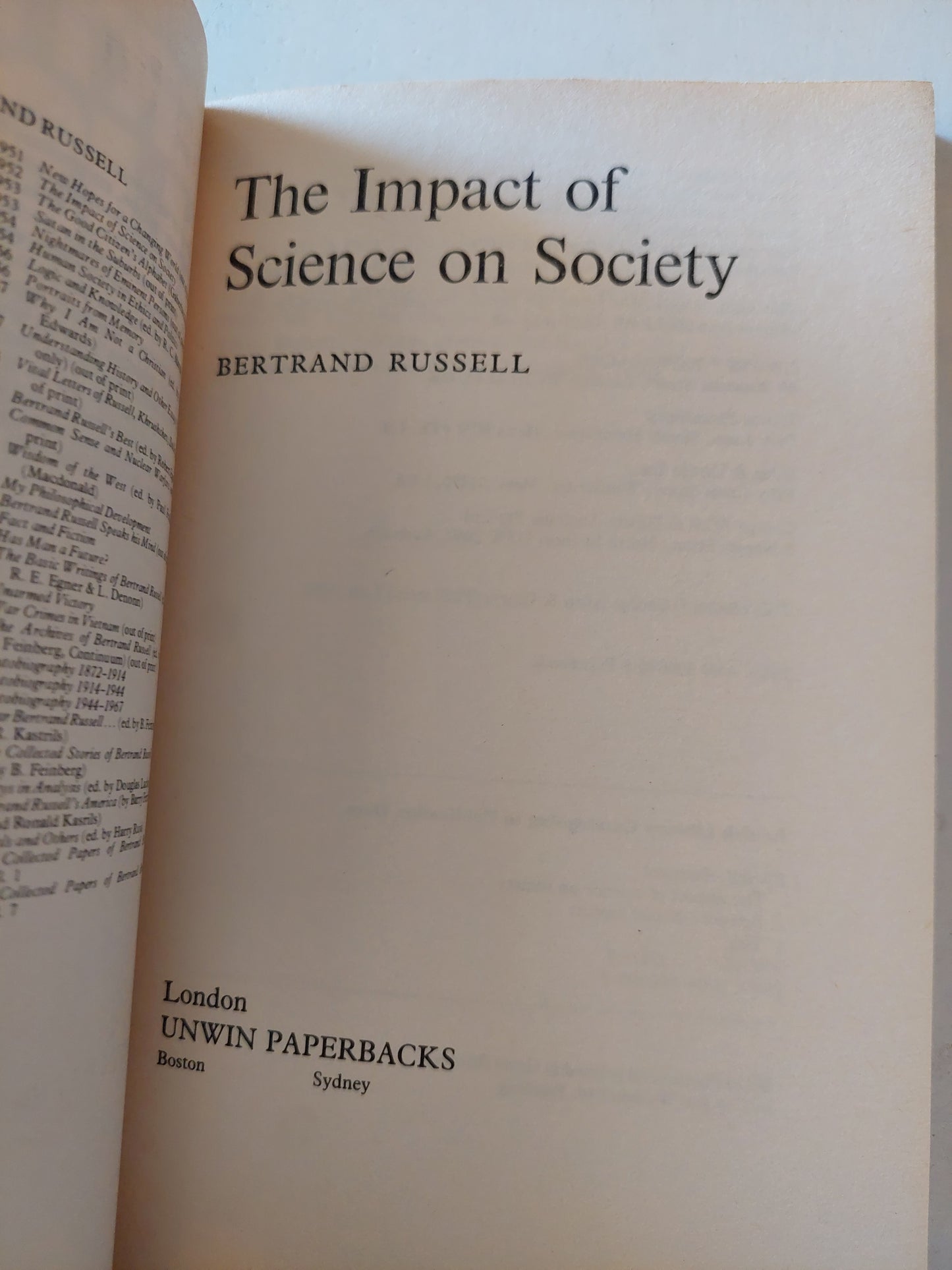 The Impact of Science on Society / Bertrand Russell