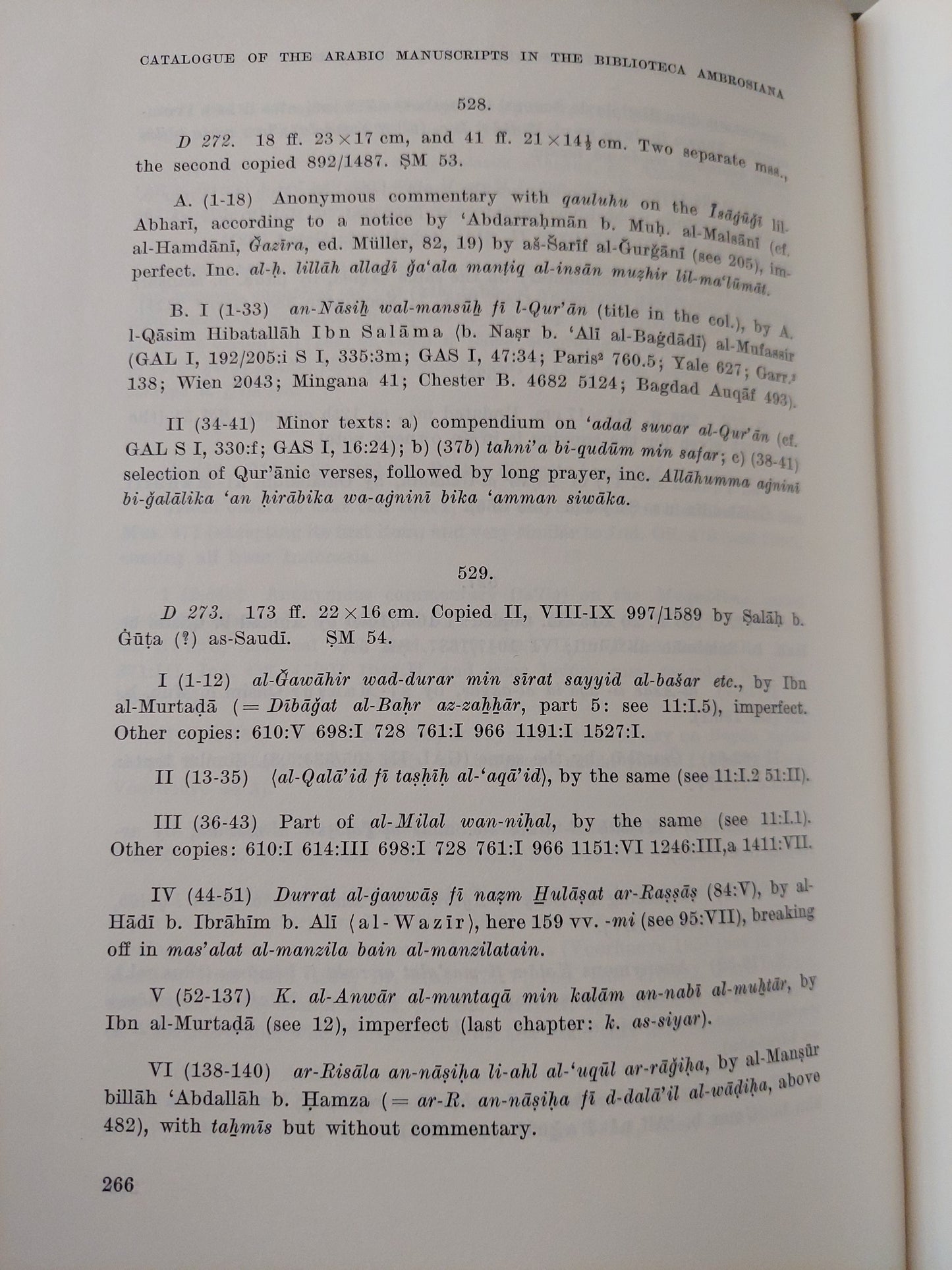 Arabic manuscripts in the Bibliotheca Ambrosiana - قطع كبير ملحق بالصور/ هارد كفر