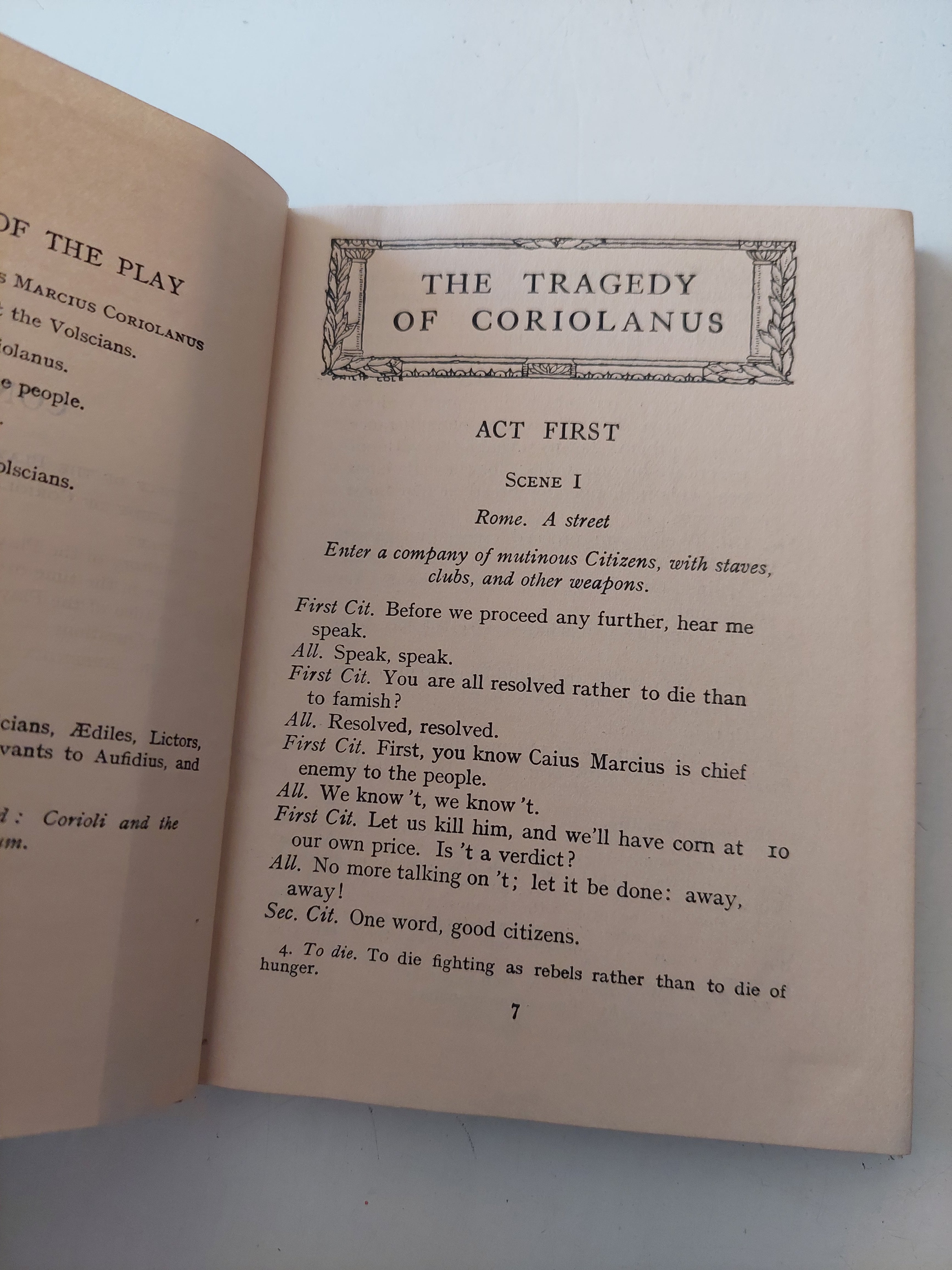 The Tragedies of Coriolanus / William Shakespeare - هارد كفر ١٩٢٧