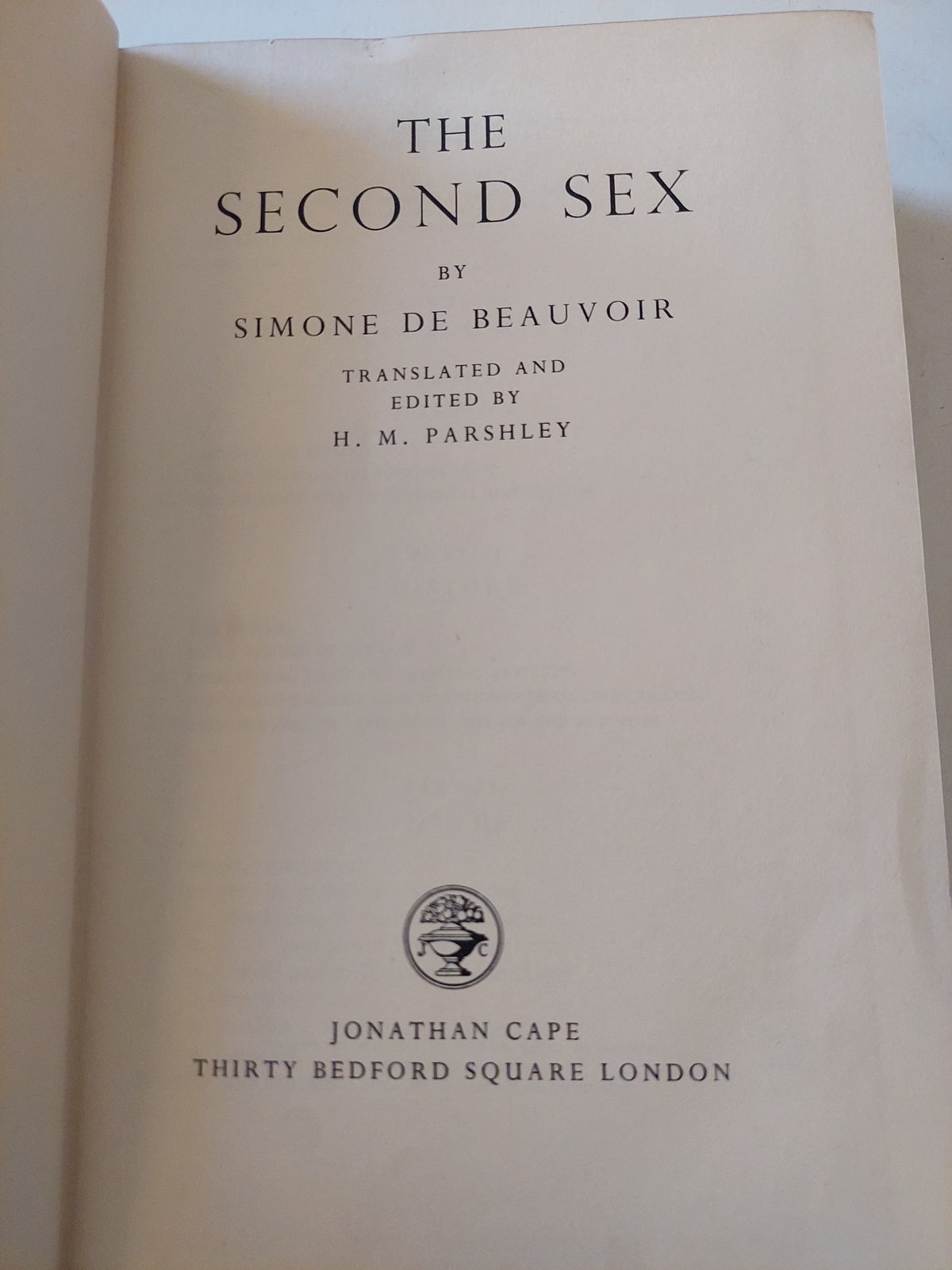 The Second Sex / Simone De Beauvoir - هارد كفر ١٩٥٤