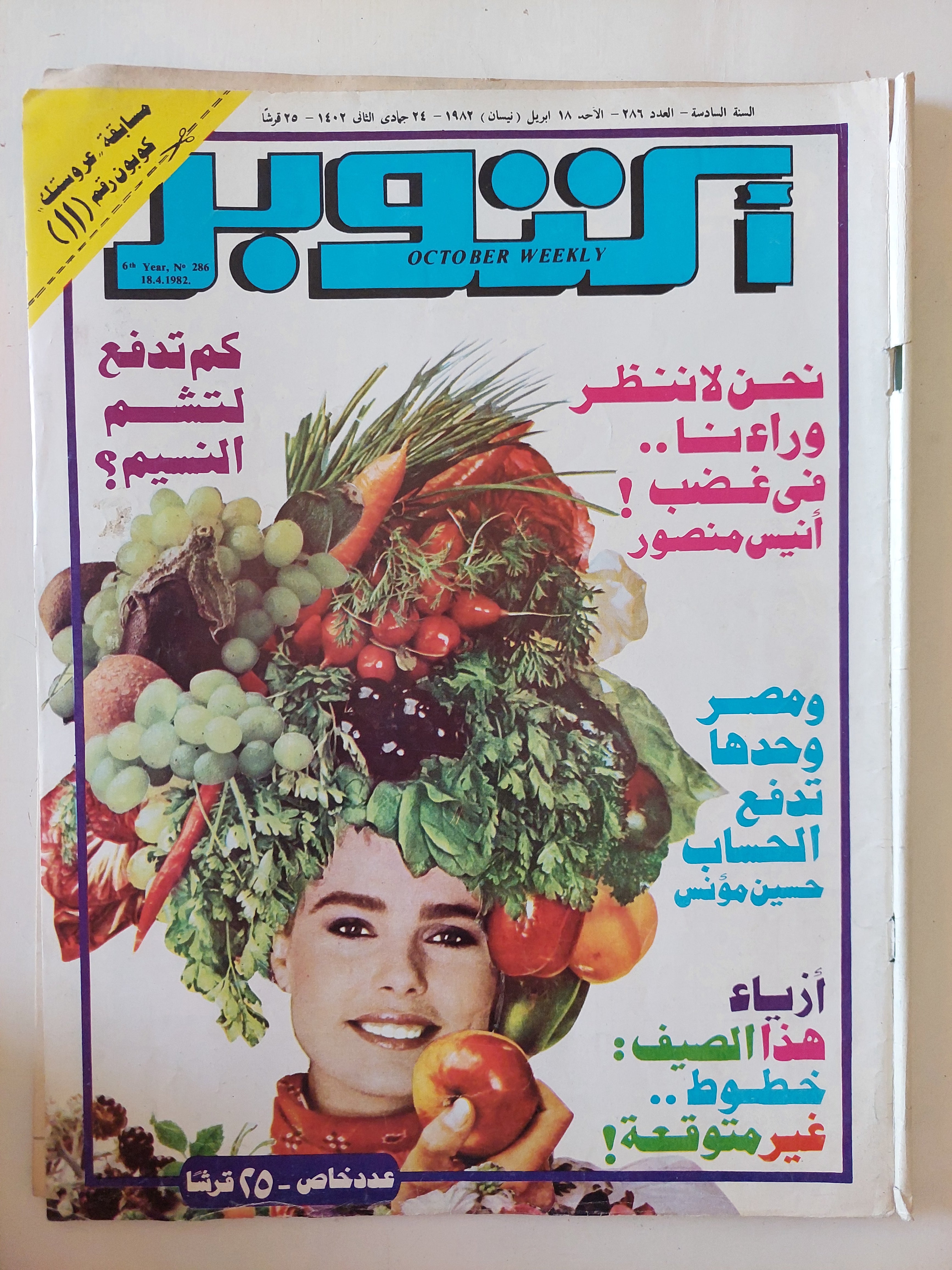 مجلة أكتوبر .. العدد 286 أبريل 1982 .. نحن لا ننظر وراءنا فى غضب أنيس منصور - قطع كبير 