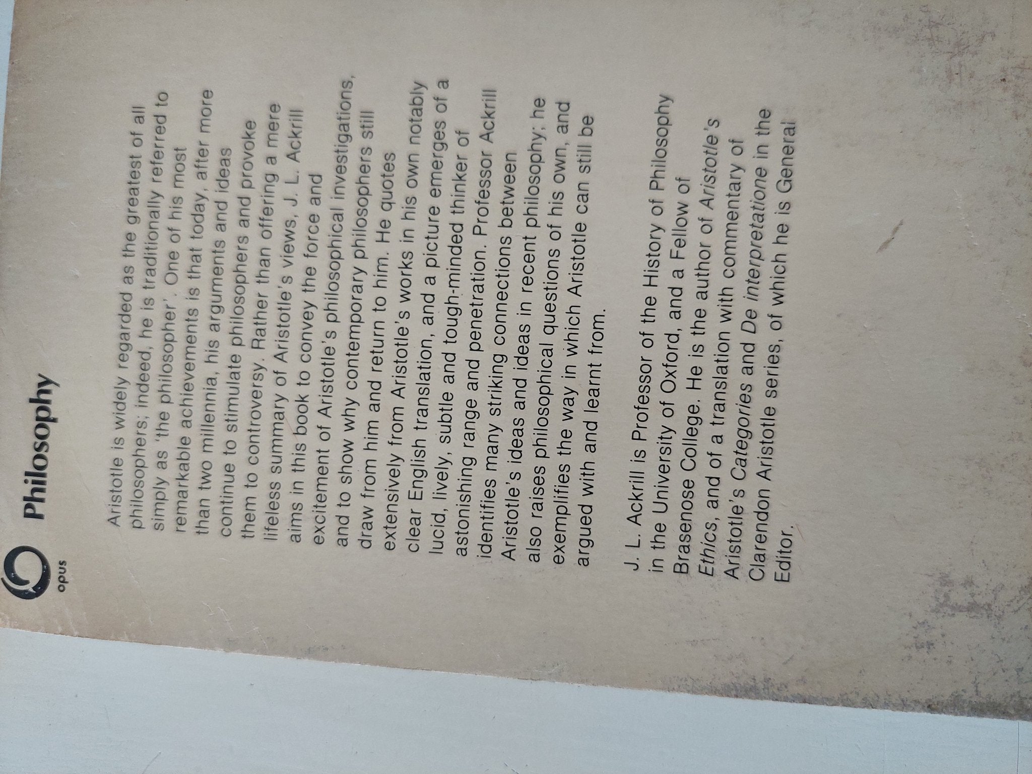 Aristotle the philosopher / J. L. Ackrill - متجر كتب مصر - متجر كتب مصر