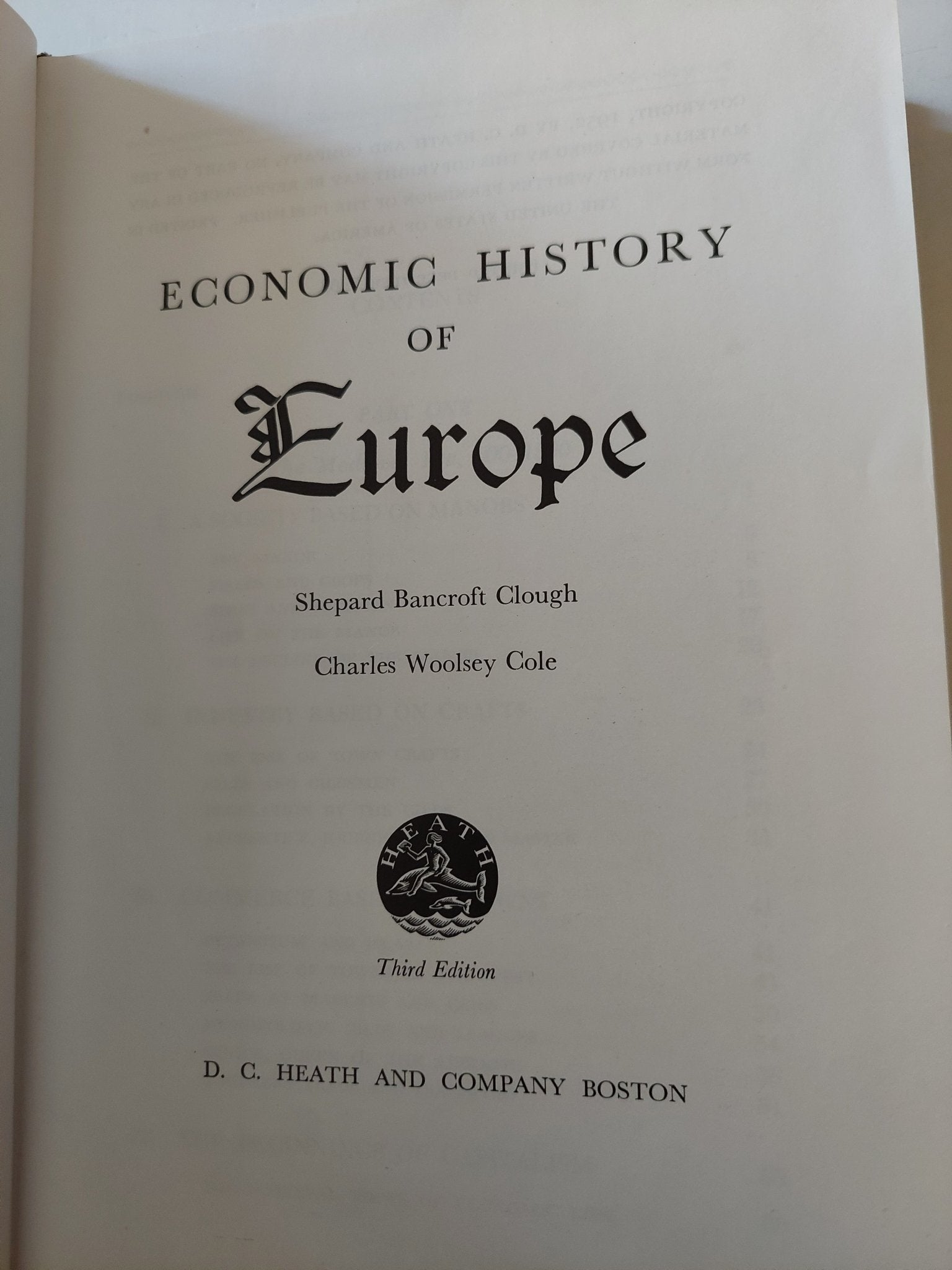 Economic history of Europe / Shepard B. Clough & Charles W. Cole - هارد كفر ملحق بالصور والخرائط - متجر كتب مصر - متجر كتب مصر