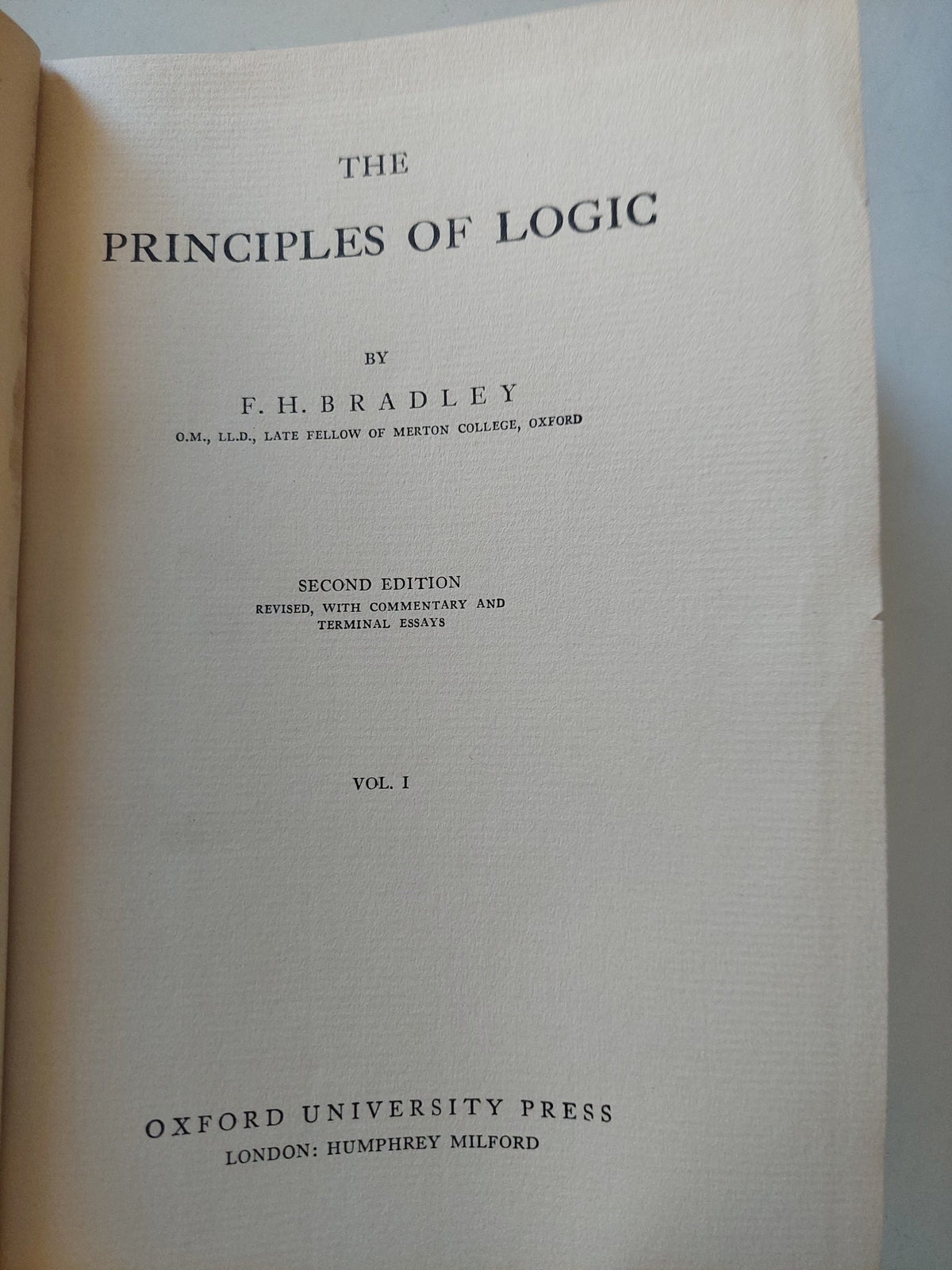 هارد كفر - The Principles of Logic – Vol. I / F. H. Bradley - متجر كتب مصر - متجر كتب مصر