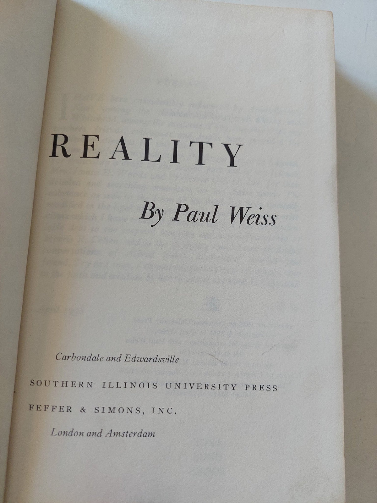 Reality / Paul Weiss - هارد كفر - متجر كتب مصر - متجر كتب مصر
