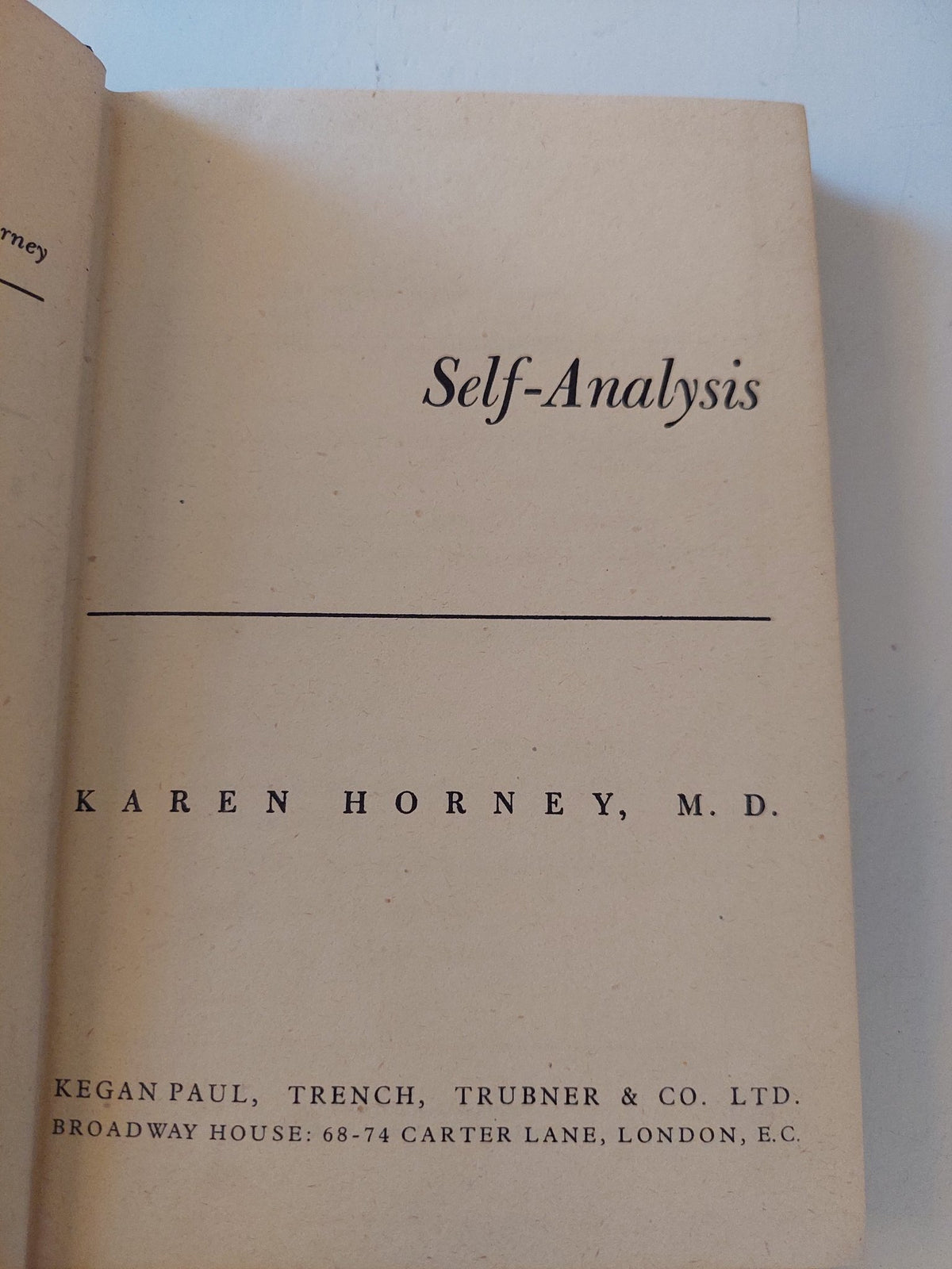 Self Analysis / Karen Horney - هارد كفر - متجر كتب مصر - متجر كتب مصر