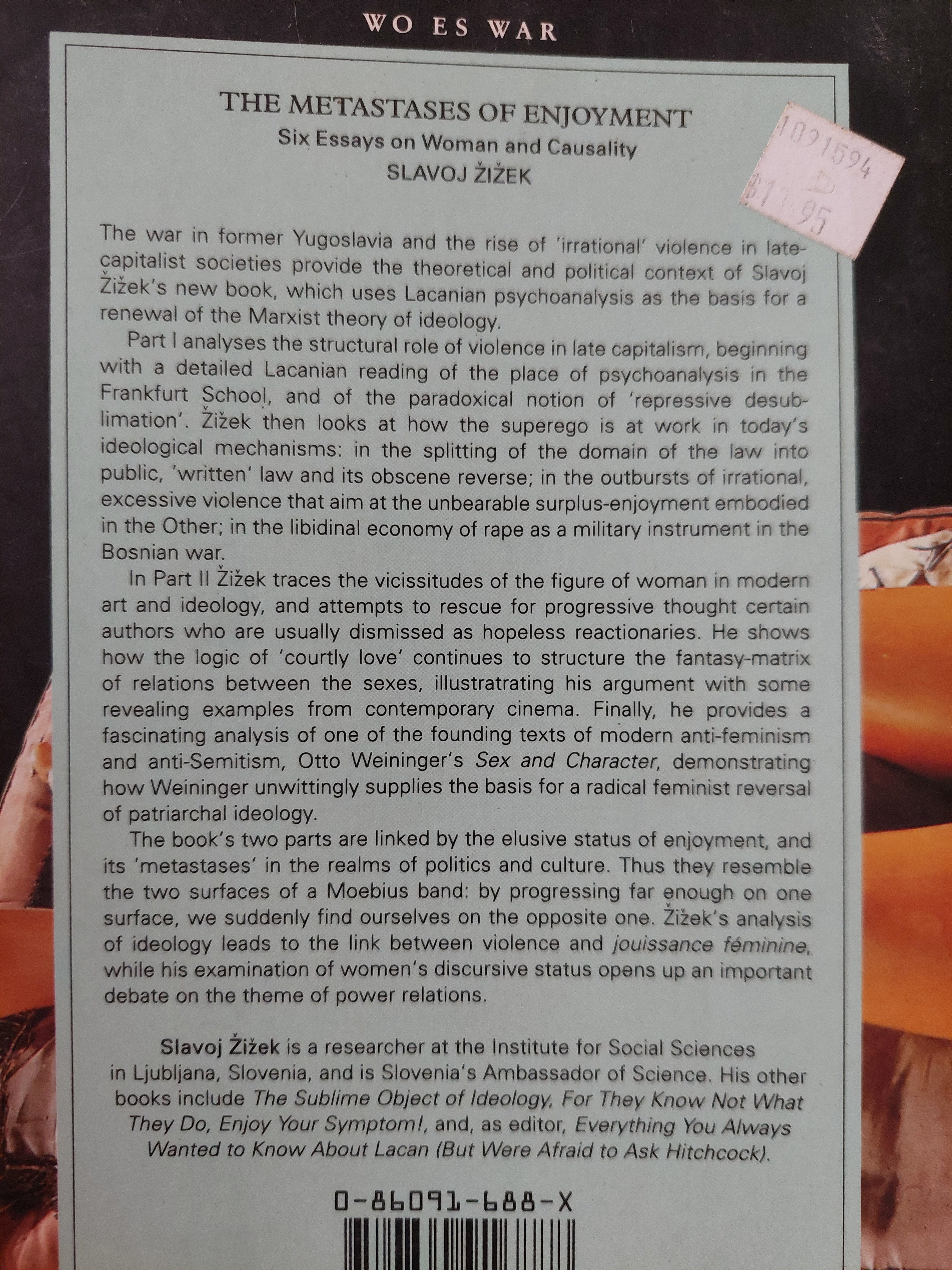 The Metastases of Enjoyment: Six Essays on Women and Causality / Slavoj Žižek - متجر كتب مصر - متجر كتب مصر